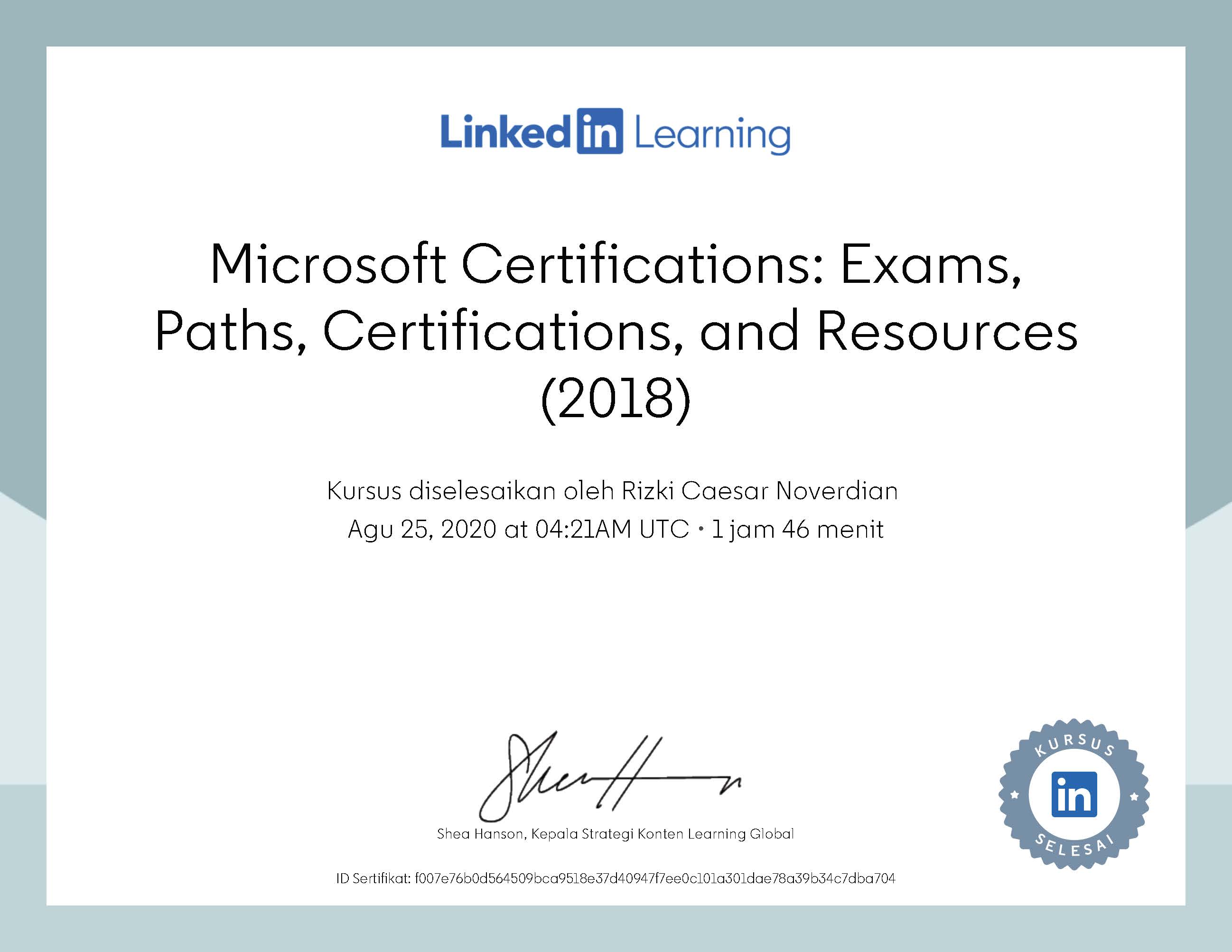 LinkedIn Certificate